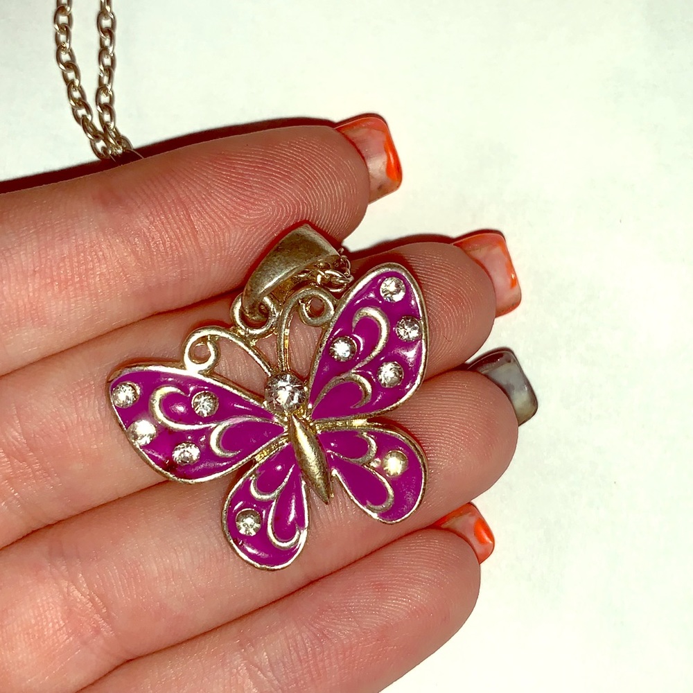 Purple Butterfly Necklace